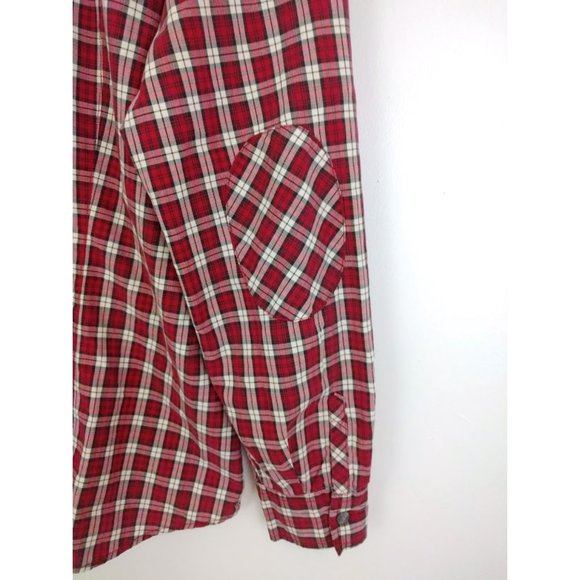 GH Bass Red Plaid Button Up Collared Shirt Size L - Picture 4 of 16